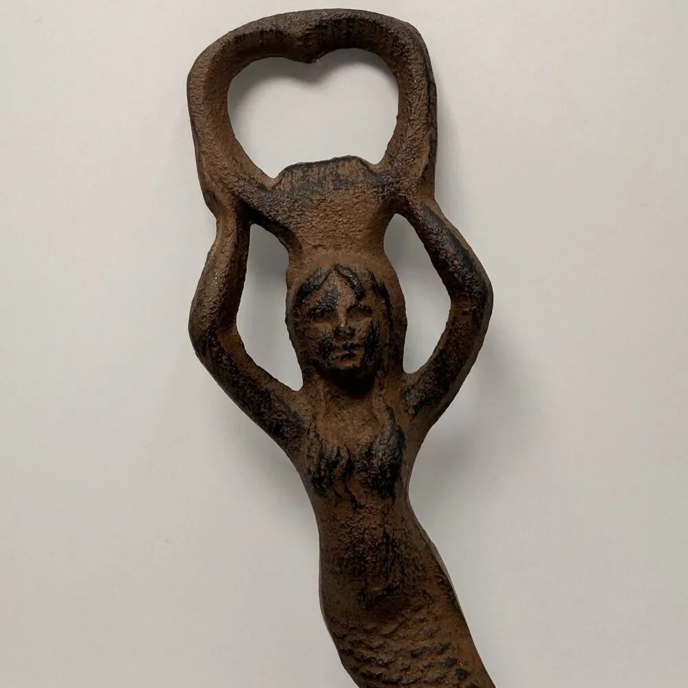 Cast Iron Mermaid Bottle Opener Rustic Nautical Coastal Bar Cart Decor 7